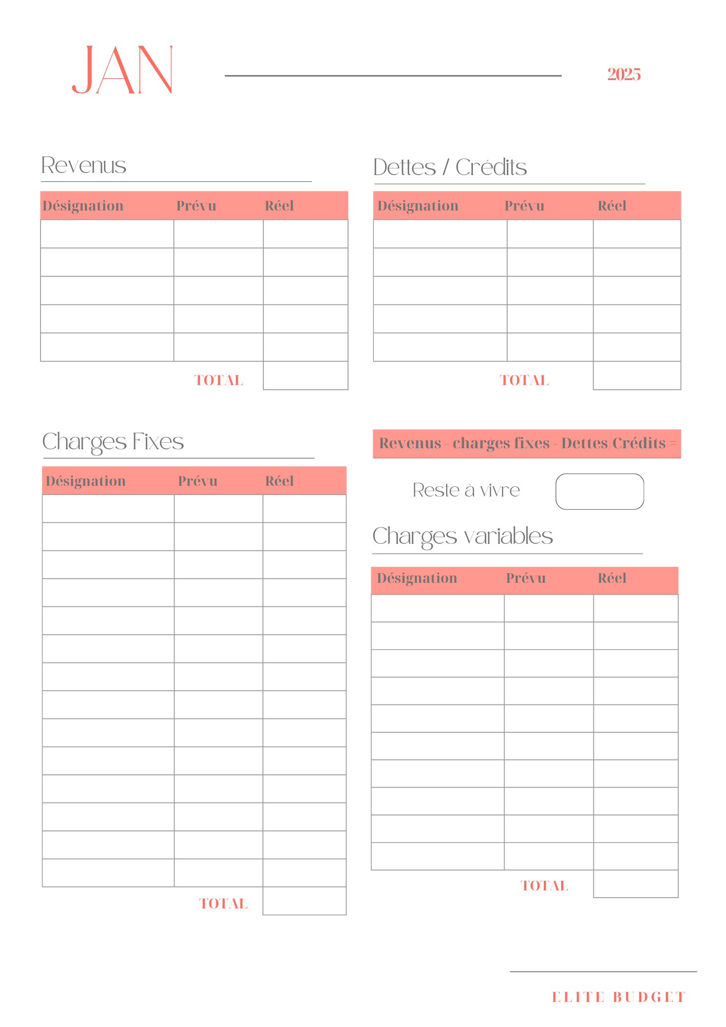 Fiche Budget Mensuel